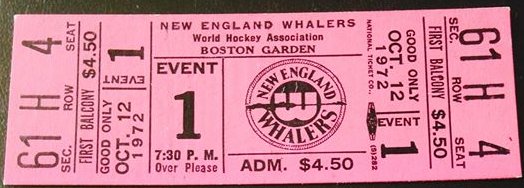 Whalers 1st game ticket